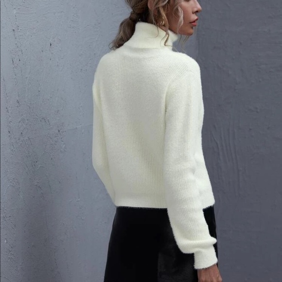 Softest Fuzzy Cream Turtleneck Sweater - Picture 4 of 6